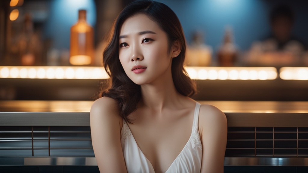 吧台光影下的青涩情愫