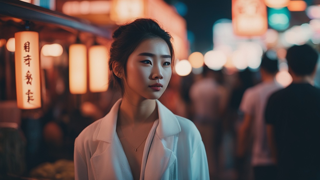 夜市灯火中的青涩情愫