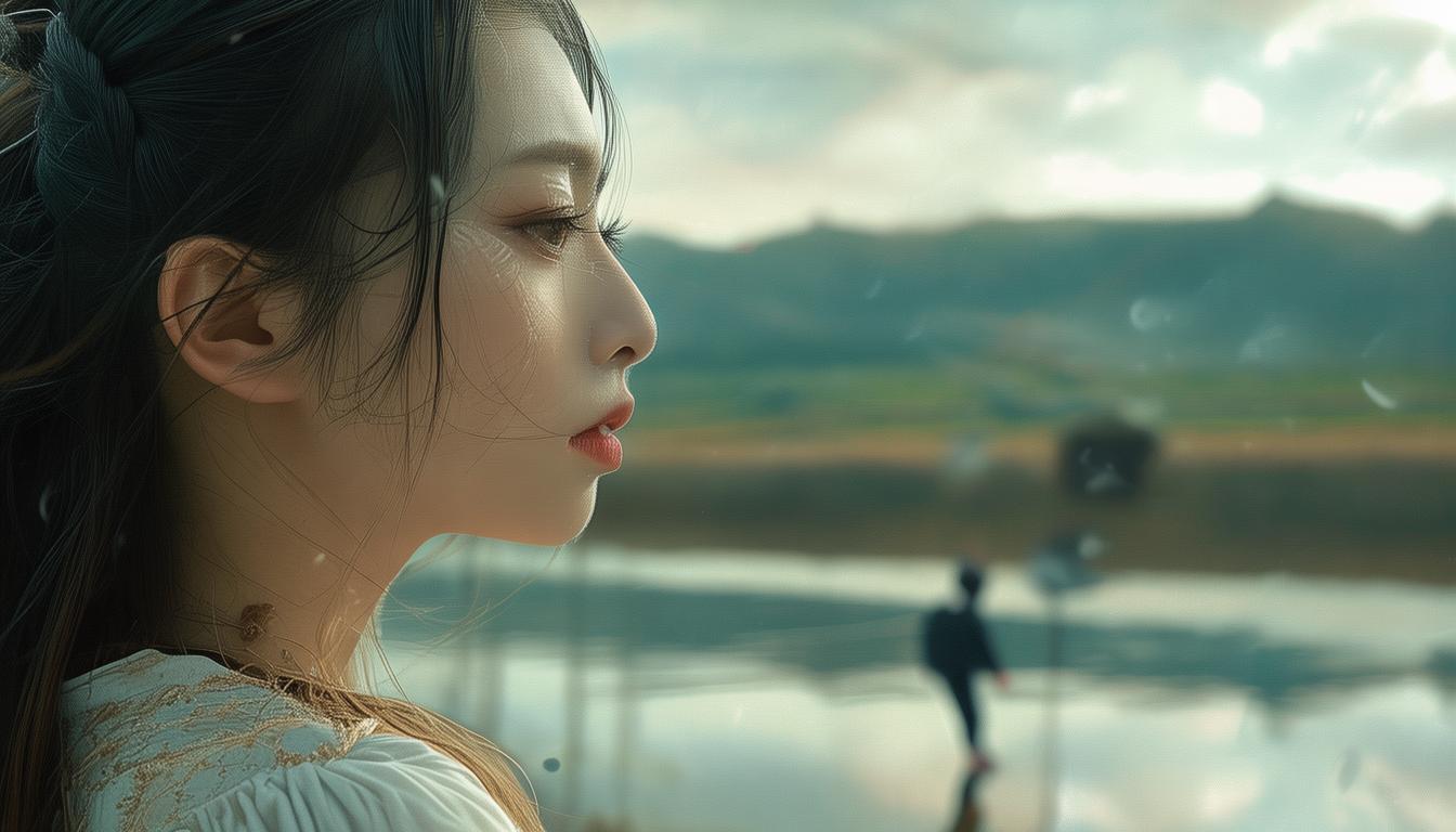 女友静立河畔看男友钓鱼，是为何般情愫萦绕？